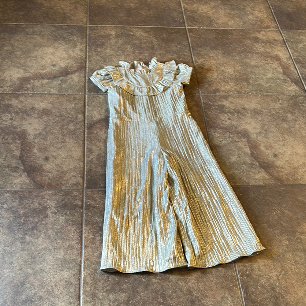 Janie and Jack Gold Metallic one piece legging dress